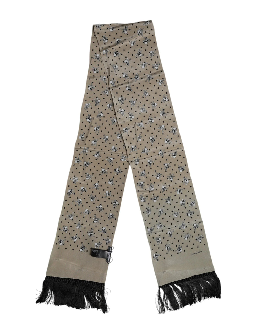 Dolce & Gabbana Gray Skulls Silk Fringes Men Foulard Scarf - Scarves & Shawls