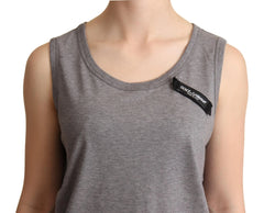 Dolce & Gabbana Gray Sleeveless Round Neck Tank Top T-shirt - IT38|XS - Tank Tops