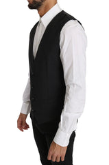 Dolce & Gabbana Gray Solid 100% Wool Waistcoat Vest - IT50 | L - Vests