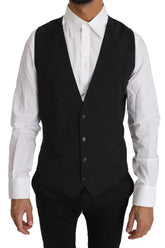 Dolce & Gabbana Gray Solid 100% Wool Waistcoat Vest - IT50 | L - Vests