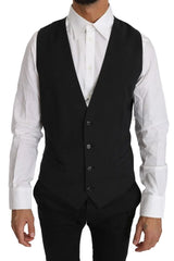 Dolce & Gabbana Gray Solid 100% Wool Waistcoat Vest - IT50 | L - Vests