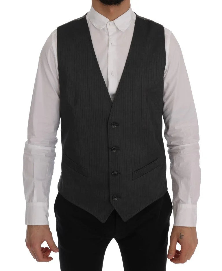 Dolce & Gabbana Gray STAFF Cotton Rayon Vest - IT50 | L - Vests