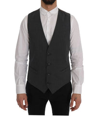 Dolce & Gabbana Gray STAFF Cotton Striped Vest - IT50 | L - Vests