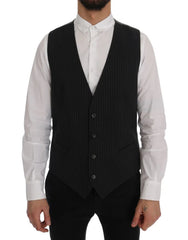 Dolce & Gabbana Gray STAFF Cotton Striped Vest - IT50 | L - Vests