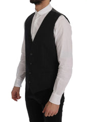 Dolce & Gabbana Gray STAFF Cotton Striped Vest - IT50 | L - Vests