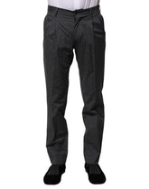 Dolce & Gabbana Gray Striped Cotton Formal Pants - IT44 | XS - Trousers