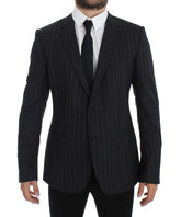 Dolce & Gabbana Gray Striped Slim Fit Wool Blazer - IT50 | L - Sport Jackets