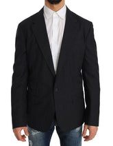 Dolce & Gabbana Gray Striped Wool Jacket Coat Slim Blazer - IT50 | L - Sport Jackets