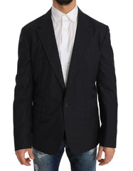 Dolce & Gabbana Gray Striped Wool Jacket Coat Slim Blazer - IT50 | L - Sport Jackets