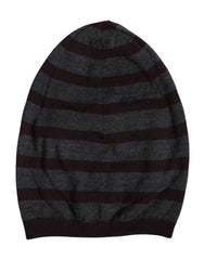 Dolce & Gabbana Gray Striped Wool Knitted Winter Beanie Hat
