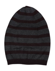 Dolce & Gabbana Gray Striped Wool Knitted Winter Beanie Hat