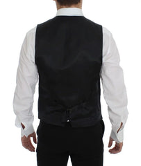 Dolce & Gabbana Gray Striped Wool Logo Vest Gilet Weste - IT48 | M - Vests