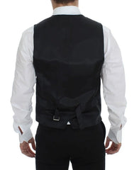 Dolce & Gabbana Gray Striped Wool Single Breasted Vest - IT48 | M - Vests