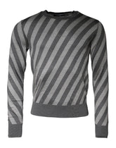 Dolce & Gabbana Gray Stripes Long Sleeve Round Neck Pullover Sweater - IT46 | S - Sweaters