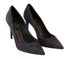 Dolce & Gabbana Gray Suede Leather Stiletto Shoes Heels - EU40.5/US10 - Heels