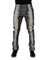 Dolce & Gabbana Gray Tie Dye Cotton Skinny Men Denim Jeans - IT48 | M - Jeans
