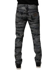 Dolce & Gabbana Gray Tie Dye Cotton Skinny Men Denim Jeans - IT48 | M - Jeans