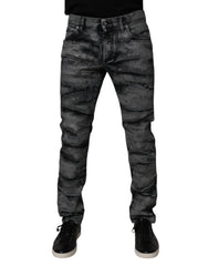 Dolce & Gabbana Gray Tie Dye Cotton Skinny Men Denim Jeans - IT48 | M - Jeans