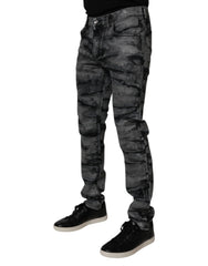 Dolce & Gabbana Gray Tie Dye Cotton Skinny Men Denim Jeans - IT48 | M - Jeans