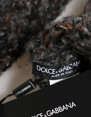 Dolce & Gabbana Gray Virgin Wool Knitted Fingerless Men Gloves - 9|M