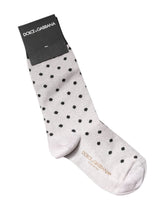 Dolce & Gabbana Gray Viscose Stretch Dotted Socks - S - Crew Socks