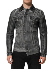 Dolce & Gabbana Gray Washed Cotton Stretch Denim Jacket - IT48 | M - Trucker Jackets