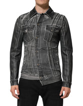 Dolce & Gabbana Gray Washed Cotton Stretch Denim Jacket - IT48 | M - Trucker Jackets