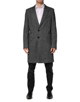 Dolce & Gabbana Gray Wool Blend Long Trench Coat Men Jacket - IT52 | XL