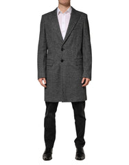 Dolce & Gabbana Gray Wool Blend Long Trench Coat Men Jacket - IT52 | XL