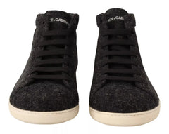 Dolce & Gabbana Gray Wool Cotton Casual High Top Sneakers - EU44/US11 - Sneakers