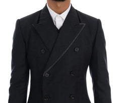 Dolce & Gabbana Gray Wool Double Breasted 3 Piece Suit - IT46 | S - Pant Suits