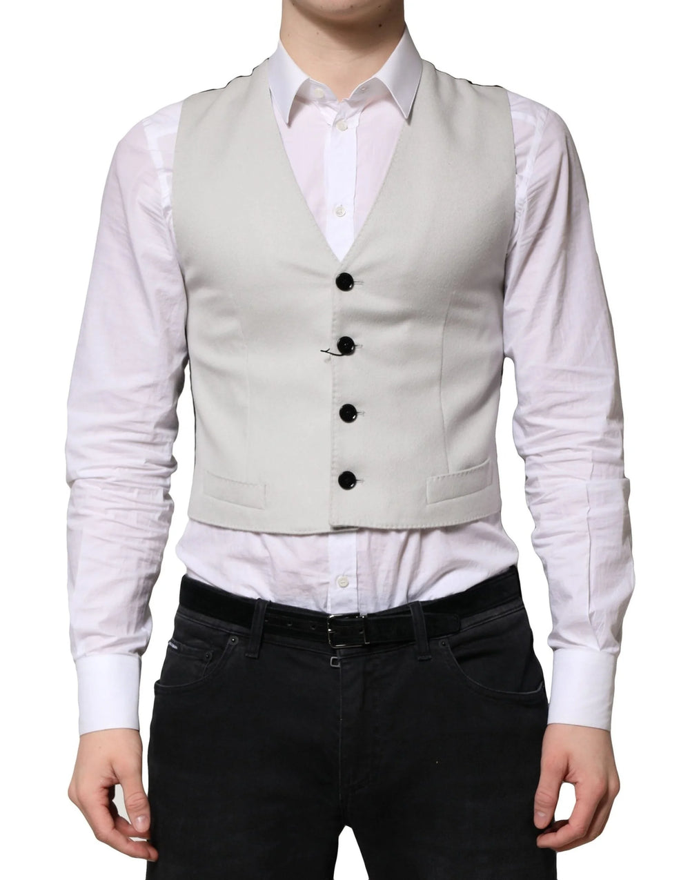 Dolce & Gabbana Gray Wool Dress Formal Men Waistcoat Vest - IT48 | M - Vests