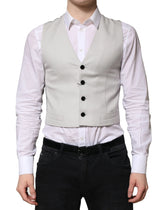 Dolce & Gabbana Gray Wool Dress Formal Men Waistcoat Vest - IT48 | M - Vests