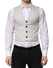 Dolce & Gabbana Gray Wool Dress Formal Men Waistcoat Vest - IT48 | M - Vests