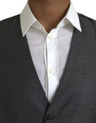 Dolce & Gabbana Gray Wool Formal Dress Waistcoat Vest - IT48 | M - Vests