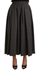 Dolce & Gabbana Gray Wool High Waist A-line PIECE Skirt - IT40|S - Skirts