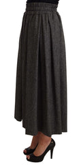 Dolce & Gabbana Gray Wool High Waist A-line PIECE Skirt - IT40|S - Skirts