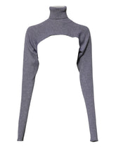 Dolce & Gabbana Gray Wool Knit Turtleneck Cropped Top Sweater - IT40|S - Sweaters