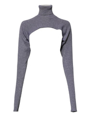 Dolce & Gabbana Gray Wool Knit Turtleneck Cropped Top Sweater - IT40|S - Sweaters