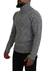 Dolce & Gabbana Gray Wool Knit Turtleneck Pullover Sweater - Sweaters