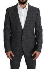 Dolce & Gabbana Gray Wool Men Formal 2 Piece MARTINI Suit - IT52 | XL - Tuxedos
