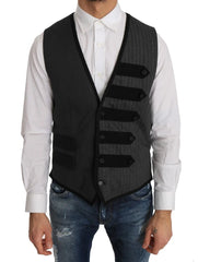 Dolce & Gabbana Gray Wool Patterned Slim Vest - IT48 | M - Vests