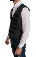 Dolce & Gabbana Gray Wool Patterned Slim Vest - IT48 | M - Vests