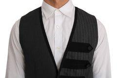 Dolce & Gabbana Gray Wool Patterned Slim Vest - IT48 | M - Vests