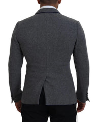 Dolce & Gabbana Gray Wool Roses Slim Fit Jacket Blazer - Sport Jackets