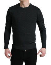 Dolce & Gabbana Gray Wool Round Neck Pullover Sweater - Sweaters