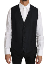 Dolce & Gabbana Gray Wool Silk Waistcoat Vest - IT52 | XL - Vests