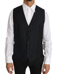 Dolce & Gabbana Gray Wool Silk Waistcoat Vest - IT52 | XL - Vests