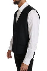 Dolce & Gabbana Gray Wool Silk Waistcoat Vest - IT52 | XL - Vests