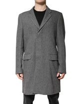 Dolce & Gabbana Gray Wool Single Breasted Trench Coat Jacket - IT52 | XL - Trench Coats